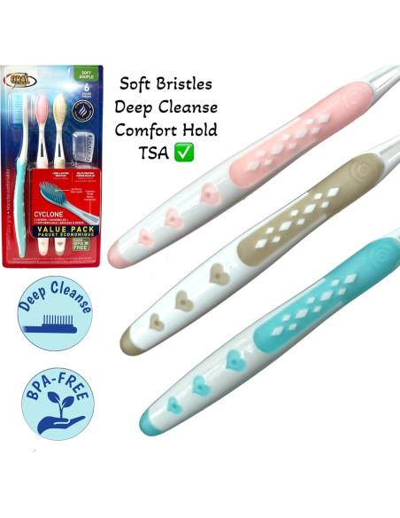 Cepillo de Dientes Suave ALAZCO 3 Piezas Ergonomico BPA Free