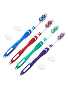 Cepillo de Dientes 4 Piezas ALAZCO con Cerdas Medianas y Tapas