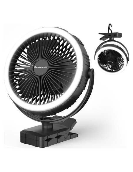 Ventilador recargable GRANDFAST 8" con luz y temporizador