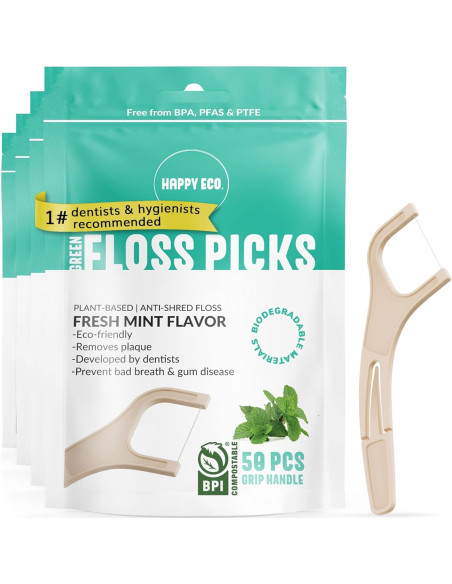 Palillos de Hilo Biodegradables HAPPY ECO - Menta 200pcs Palillos de Hilo Biodegradables HAPPY ECO - Menta 200pcs