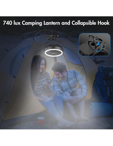 Ventilador recargable GRANDFAST 8" con luz y temporizador