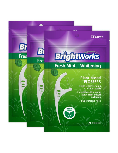 Hilo Dental Blanqueador Fresh Mint BrightWorks - 225 Piezas