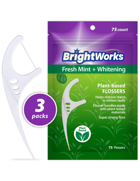 Hilo Dental Blanqueador Fresh Mint BrightWorks - 225 Piezas