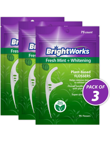 Hilo Dental Blanqueador Fresh Mint BrightWorks - 225 Piezas