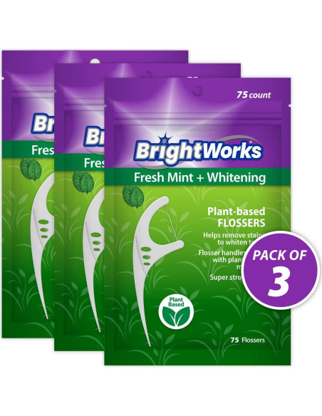 Hilo Dental Blanqueador Fresh Mint BrightWorks - 225 Piezas