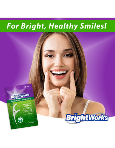 Hilo Dental Blanqueador Fresh Mint BrightWorks - 225 Piezas