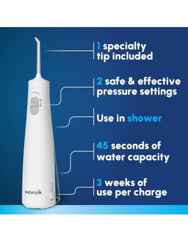 Hilo Dental Portátil Recargable Waterpik WF-30CD Blanco