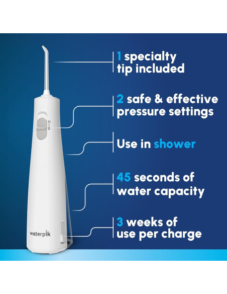 Hilo Dental Portátil Recargable Waterpik WF-30CD Blanco Hilo Dental Portátil Recargable Waterpik WF-30CD Blanco