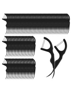 Palillos de Hilo Dental Baderke 100 Unidades Doble Línea Negro