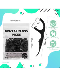 Palillos de Hilo Dental Baderke 100 Unidades Doble Línea Negro 2