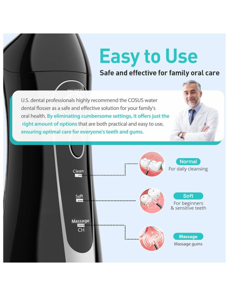Irrigador Dental Portátil COSLUS C20 300ml Recargable Irrigador Dental Portátil COSLUS C20 300ml Recargable
