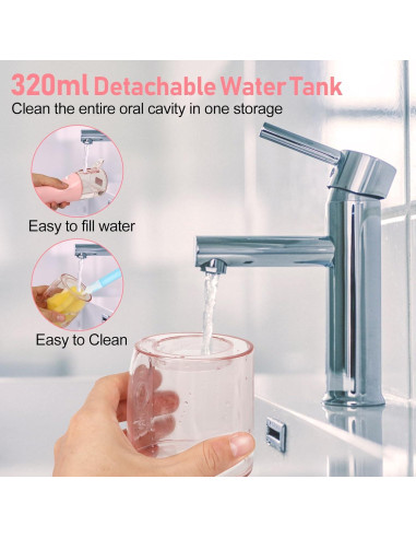 Irrigador Oral Inalámbrico Grinest Rosa 7 Modos 320ml IPX7