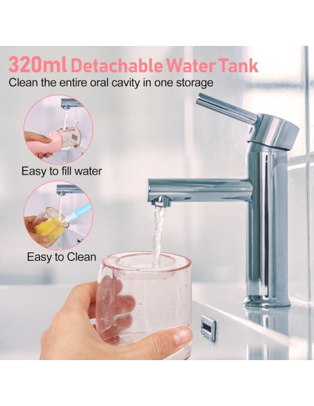 Irrigador Oral Inalámbrico Grinest Rosa 7 Modos 320ml IPX7