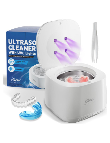 Limpiador Ultrasónico Kibatine con Luz UV 200ml para Dentaduras