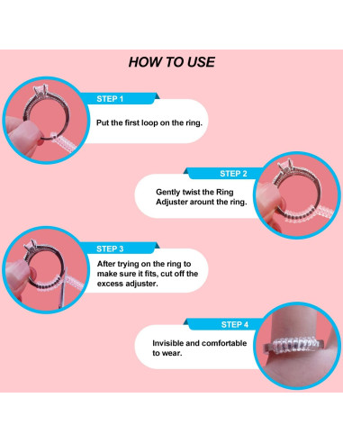 Ajustadores de Talla de Anillo Haiou 12 Piezas Transparentes