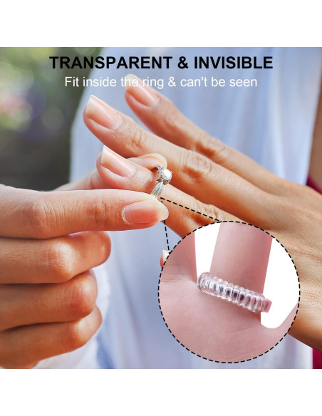 Ajustadores de Talla de Anillo Haiou 12 Piezas Transparentes