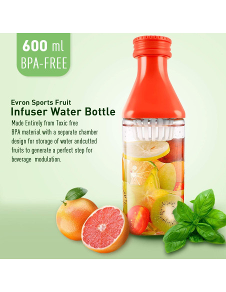 Botella de Agua Evron 621ml con Infusor de Frutas Naranja