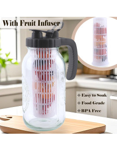 Jarra de Mason de Vidrio 1.81L GMJYAN con Infusor - 2 Piezas 2