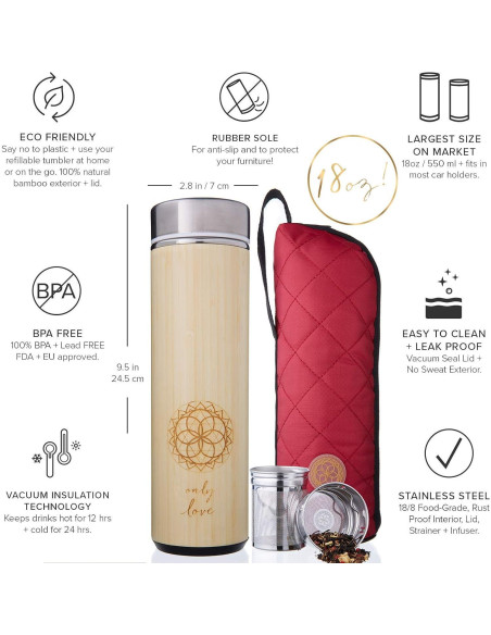 Taza de Viaje de Bambú Aislada Sacred Lotus Love 1L