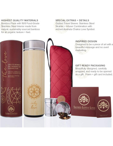 Taza de Viaje de Bambú Aislada Sacred Lotus Love 1L