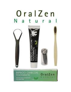 Kit de Cuidado Dental OralZen - Pasta de Carbón, Cepillo y Hilo 2