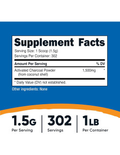Polvo de Carbón Activado Nutricost 0.45kg - Grado Alimenticio 2