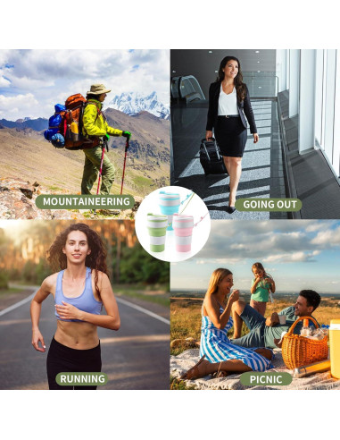 Set de 3 Tazas Plegables de Silicona SWINILAYA 350 ml