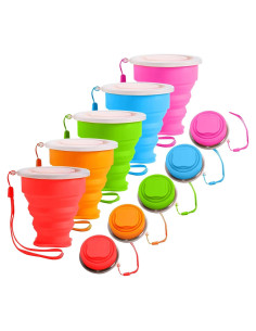 Juego de 5 Tazas Plegables de Silicona QEEYON para Viaje