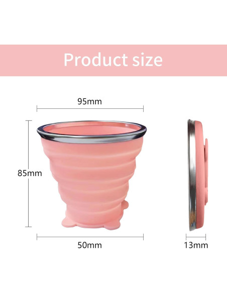 Taza Plegable de Silicona FINDWORLD 180ml Gris/Rosa - 2 Unidades