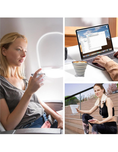 Taza Plegable de Silicona FINDWORLD 180ml Gris/Rosa - 2 Unidades