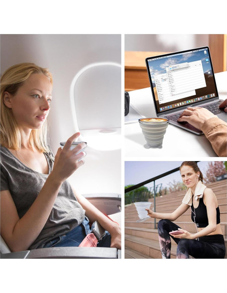 Taza Plegable de Silicona FINDWORLD 180ml Gris/Rosa - 2 Unidades