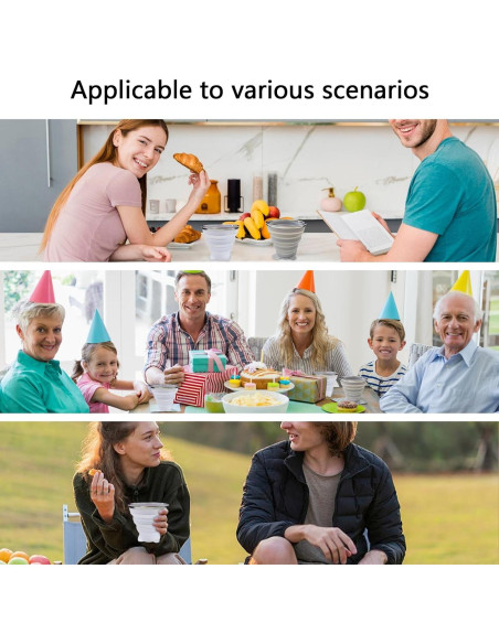 Taza Plegable de Silicona FINDWORLD 180ml Gris/Rosa - 2 Unidades