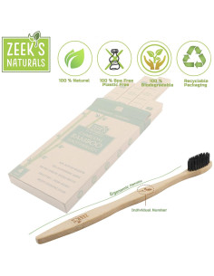 Cepillos de Dientes de Bambú Ecológicos Zeek's Naturals - 4 Unidades 2