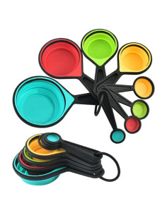 Juego de 8 Tazas y Cucharas Medidoras Silicona VUFVOID