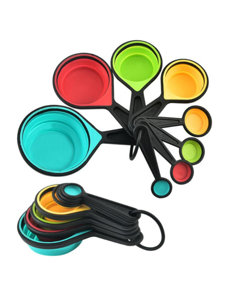 Juego de 8 Tazas y Cucharas Medidoras Silicona VUFVOID