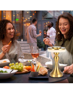 Lámpara de Mesa LED Leroxo Portátil Oro Metálico 3 Colores 2