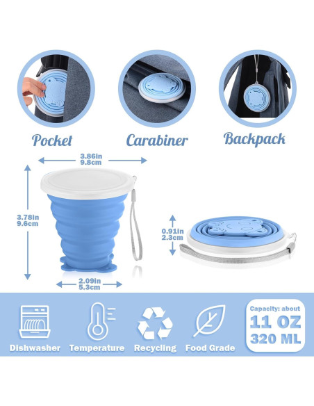 Taza Plegable de Silicona Umigy 320 ml - 6 Colores para Viaje