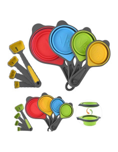 Juego de Tazas y Cucharas Medidoras Plegables Hotsyang 16 Pcs