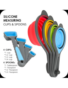 Juego de Tazas y Cucharas Medidoras Plegables Hotsyang 16 Pcs 2