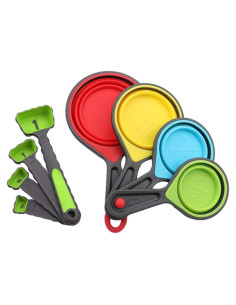 Set 8 Piezas Tazas y Cucharas Medidoras Plegables Dachangshund