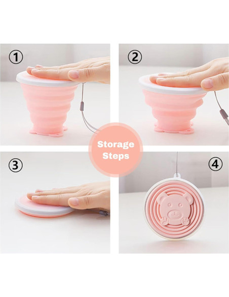Set de 4 Tazas Plegables de Silicona 320ml Lacabin