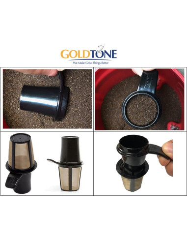 Cucharada y Prensador Reutilizable GoldTone 2-en-1 para Café