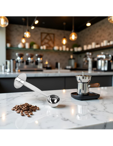 Cucharada y Prensador de Café 2 en 1 Jowxsx Acero Inoxidable