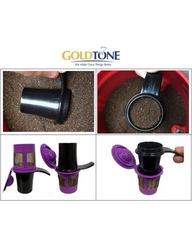 Cucharada y Prensador Reutilizable GoldTone 2-en-1 para Café