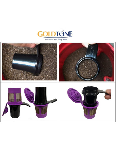 Cucharada y Prensador Reutilizable GoldTone 2-en-1 para Café