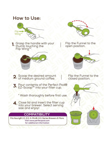 Cuchara y embudo Perfect Pod EZ-Scoop para K-Cups reutilizables