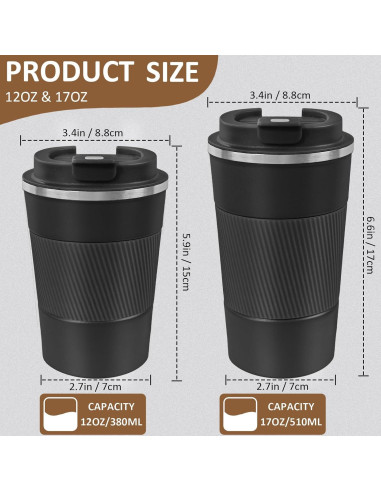 Paquete de 4 Tazas de Café Aisladas ATZNZIK 380ml