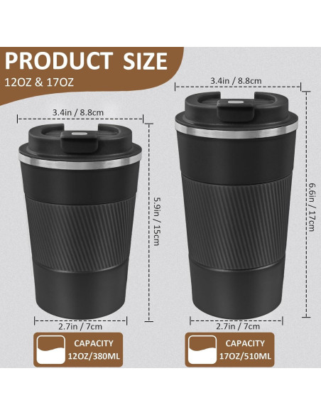 Paquete de 4 Tazas de Café Aisladas ATZNZIK 380ml Paquete de 4 Tazas de Café Aisladas ATZNZIK 380ml