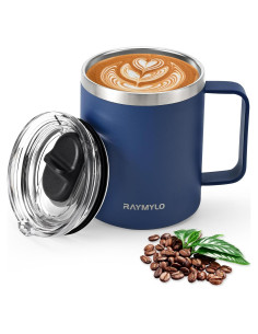 Taza de Café Aislada RAYMYLO 12 oz Acero Inoxidable Azul Marino