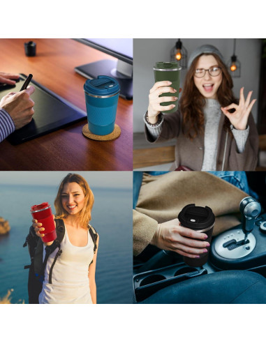 Paquete de 4 Tazas de Café Aisladas ATZNZIK 380ml